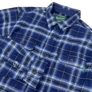 Woolrich Mens Thick Flannel Shacket Buttondown Winter Grunge Blue Plaid‎ Sz L